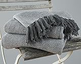 EHC Tagesdecke, King Size, Fischgrätendesign, 100 % Baumwolle, Überwurf für Sofa / Bett, 220 x 250 cm, G