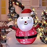 LED Weihnachtsmann Weihnachtsdeko,Weihnachtsmann Schneemann Figur außen Garten,60cm hoch mit 40 integrierten warmweiße LEDs zusammenfaltbar für Innen und Außen Gartendekoration Winterdek