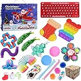 QINGXIN Adventskalender 2021 Fidget Toy Set Weihnachten Countdown 24 Tage Countdown Geschenk für Kinder, Urlaub Sensory Pop Toys Pack Überraschung Geschenke Xmas Party Favor (4D Fidget Box)