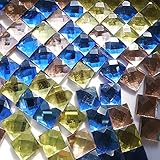 Glasmosaikfliesen Bunte Mosaiksteine, Quadratisch Glitzernd Kristallglasstücke, Glassteine Glasfliesen für Kunst und Handwerk, Heimdekoration, 200g, 1x1cm(B)