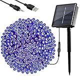 22M Solar Lichterkette Außen, OxyLED200LED Solar Lichterkette Aussen Wasserdichte Dekorative USB Lichterkette Innen für Garten, Balkon, Terrasse, Tor, Hof, Hochzeit, Party (Blau)