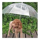 Sotoboo Haustier-Regenschirm (Hunde/Katzen-Regenschirm), Hundeleine – transparent, wasserdicht, Haustier-Regenschirm, trockene Spaziergänge im Regen und S