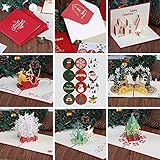 Kesote 3D Pop Up Weihnachtskarte Set, 6 Stück Glückwunschkarte mit 6 Stück Umschläge und Stick
