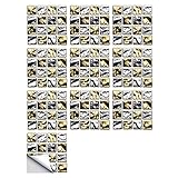 HUANLIAN 20 Blatt 3D Mosaik Schälen Und Kleben Fliesen Badezimmer Backsplash Selbstklebende Dekorative Aufkleber Wand Badezimmer Dekor,15X15CM E