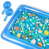 Auihiay 48 Stück Ocean Sea Animals Set enthalten Ocean Animals Aufblasbare Wassermatte und Ocean Water Beads, sensorisches Spielzeug für Kinder Bildung F