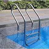 HTDHS 304/316 Edelstahl Professionelle Poolleiter, Nicht U2011Slip Swimmingpool Safety 2/3 U2011Sstep Ladder Pools Whirlpools Liefert perfekt für Salzwasserpools und Swimmingpool, (Silber)