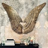 JSBVM Engelsflügel Wanddeko Metall, Dreidimensionale Schmiedeeiserne Metallskulptur Wanddekoration für Home Wohnzimmer,130x45