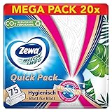 Zewa WischundWeg Quick Pack Küchenrolle, praktische Einzeltücher, Mega Pack, 20 Packungen (20 x 75 Tücher)