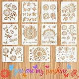 RosewineC 11 Blatt Sonnenblumen Schablonen Set, Wiederverwendbar Blume Schablone, Malschablonen, Wand Dekorationen DIY Handmalerei Handwerk
