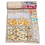 Marubhumi Traditionelle indische Patchwork-Steppdecke aus reiner Baumwolle, Patchwork-2, Queen-Size, 228,6 x 274,3 cm, mehrfarbig