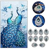 SHUIBIAN 5d Diamant Painting Kit DIY Pfau Muster Handgemachtes Klebebild mit Digitale Sets Kreuzstich Wanddekoration (45 x 80 cm)