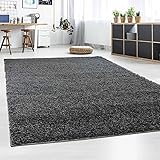 Hochflor Teppich | Shaggy Teppich fürs Wohnzimmer Modern & Flauschig | Läufer für Schlafzimmer, Esszimmer, Flur und Kinderzimmer | Langflor Carpet dunkelgrau 300x400