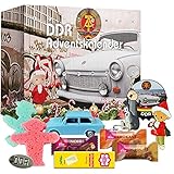 DDR Adventskalender 2021, 24 Türchen gefüllt mit unterschiedlichen DDR Spezialitäten und Produkten für eine besinnliche Weihnachtszeit mit Ostalgie Stimmung, Weihnachtskalender 2021 Geschenk