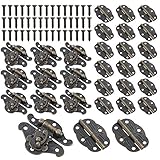 WiMas Retro Design Riegel Hasp Buckle Mini Scharniere, 10PCS Schrank Holz Schmuckschatulle Riegel Hasp Antike Schnalle + 20PCS Vintage Bronze gravierte Designs Scharnier mit 180 Schraub