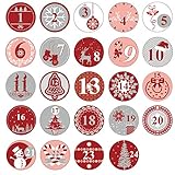 Oblique Unique® 24 Adventskalender Sticker Zahlen Aufkleber für Weihnachten zum Basteln und Verzieren - wählbar (Rot)