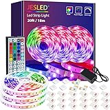 LED Strip,JESLED 18m (3x6m) LED Streifen Band,RGB SMD 5050 LED stripes Selbstklebend,Farbwechsel LED Band mit 44 Tasten IR Fernbedienung,für die Beleuchtung von Haus,Party,Kü