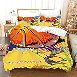 LYOUWEIBBB 3D Digital Print Kinder Duvet Cover Kissenbezüge Bettwäsche Set Basketball Einzeln (135X200 cm), 2Er Set 1 Stück Bettbezug + 2 Stück Passender Kissenbezug,10,155x200