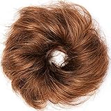 OMGREAT Messy Bun Haarteil Human Hair Echthaar Dutt Scrunchie Chignon Hochsteckfrisuren Extensions Haarteile für Frauen - Dunkelb