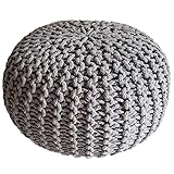 casamia Pouf Sitzpuff Strick Velours Sitzhocker Strickhocker Sitzpouf Bodenkissen viele Arten/Farben u. Maße Farbe ø 45 hellgrau Baumw