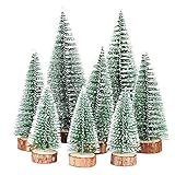 FLOFIA 8STK Weihnachtsbaum Mini Künstlich 3 Größe Miniatur Tannenbaum Grün Mini Christbaum Tree Klein Weihnachtsdeko Figuren 10 / 15 /20