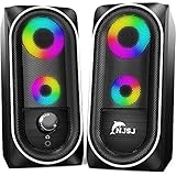 NJSJ PC Lautsprecher,USB Gaming Computer Lautsprecher,10W LED RGB Stereo Bass Lautsprecher,3,5 mm AUX Multimedia für PC Desktop Laptop Tablet Handy,Notebook