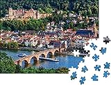 MX-XXUOUO Puzzle-Sets für Familiendenkmäler und schöne Städte Deutschlands-mittelalterliches Heidelberg-Klassisches Puzzle Puzzle für Erwachsene Große Dekompression aus Holz -1000 T