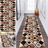 ZDYHMrj Läufer Teppich Flur für rutschfest Korridor Modern Designer KücheLäufer, TeppichLäufer Waschbar für Flur Geometrie, Schlafzimmer Wohnzimmer, Breite 60cm/ 70cm/ 80cm/ 90cm/ 100