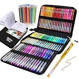 Gelschreiber für Malbücher für Erwachsene, Glitter Neon Gelschreiber-Set enthalten 60 Farben Gel-Markierstifte, 60 farblich passende Nachfüllungen, für Kinder, die Geschenkkarten zum B