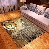 Teppich Wohnzimmer Brauner Kompass 120 x 170 cm Wohnzimmer Teppich im Modernen, Klassicher Vintage The Carpet, Waschbar bis 30 Grad, Baumwollrücken, Orient M