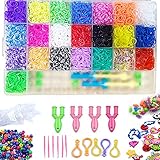 TOGOTTAI Loom Bänder Set zum Basteln DIY Loom Bands 7200 Bunt Gummibänder für Armbänder Halskette mit Webrahmen Weihnachten Geburtstag Geschenk fü