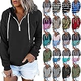 TUDUZ 2021 Hoodies Damen Kapuzenpullover mit Reißverschluss Frauen Longarm Pullover mit Kordelzug Sweatshirt Freizeit Sport Langarmshirt Training Pulli Streetwear(F1,M)