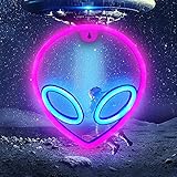 LoveNite Alien Neon Sign Light, USB & Battery Powered Glowing Neon Decorative LED Night Light Wall Decor for Bedroom Party Bar Decorations (Pink Blue)