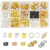 Dreamtop 200 Stück Aluminium Haarspule Dreadlocks Perlen Metall Haarschellen Haar Geflecht Ringe Haarschellen Haarschmuck Clip Hair Cuffs mit Aufbewahrungsbox für Haar Zubehö