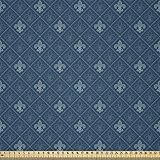 ABAKUHAUS Fleur De Lis Microfaser Stoff als Meterware, Mittelalter Design, Deko Basteln Polsterstoff Textilien, 2M (230x200cm), Blau g