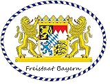 Etaia - Mini Premium Aufkleber - 5x6,5 cm - Freistaat Bayern Löwen Wappen mit Schriftzug Kleine Sticker Auto Motorrad Fahrrad Bik