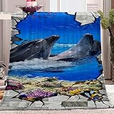 WJYMJJ Home Fleecedecke Delfin Kuscheldecke Flanell-Decke Leichte superweiche Fleecedecke für alle Jahreszeiten 70x100