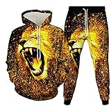 SSBZYES Herren Sweatshirt Sweatshirt Set Große Größe Herren Hoodie Jogginghose Paar Pullover Zweiteiliges Tier Wolf Print Sweatshirt S