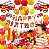jiuzcare Feuerwehrmann Geburtstag Dekoration Kindergeburtstag Feuerwehrauto Deko Luftballons Feuerwehr Geburtstag Kindergeburtstag Deko Luftballon Mit Feuerwehr Geeignet für Party, Geburtstag, 55PCS