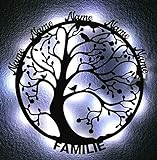 XXL - Lebensbaum Familie - ich liebe meine Familie - Lasergravur - Geschenke - Deko Wand - led - holz baum bis 10 Namen [Energieklasse A]
