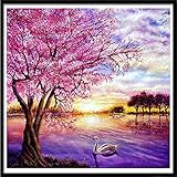 DIY Diamond Painting Bilder Set Full 5D Diamant Malerei Vollbohrer Kits Erwachsene Kinder Strass Stickerei Kreuzstich Mosaik Gemälde Arts Craft für Home Wall Décor( Rosa Baum )-Square drill,80x80