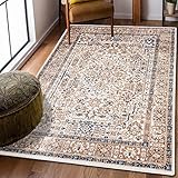 Carpeto Rugs Teppich Orientalisch Muster und Vintage Look - Kurzflor, Weich und Glanz - Teppich für Wohnzimmer, Schlafzimmer, Esszimmer - ÖKO-TEX Wohnzimmerteppich - Beige - 80 x 150