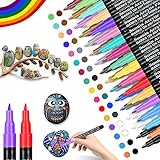 Acrylstifte Marker Stifte Steine Bemalen, 32Pcs Acrylstifte für Steine Wasserfest, Glasstift Acrylstifte Steine für Leinwand, Holz, Glas (0.7mm Spitze)