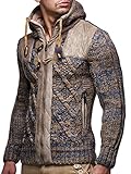 Leif Nelson Herren Strickjacke mit Kapuze Jacke Pullover Hoodie Sweatjacke Kapuzenpullover Pulli LN20525; XL, B