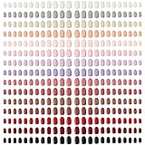360 Stücke 15 Sets Falsche Nägel Bunte Ovale Nägel auf Nägeln Kurze Acrylnägel Kurze Ovale Nägel auf Nägeln Glänzende Ovale Acryl Nägel Volle Abdeckung Künstliche Nägel für Frauen M
