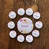 JGA-Button-Set FLORAL I 1x 'Braut' (Ø56 mm)+ 10x 'Team Braut' (Ø25mm) I Hochzeit JGA Party Ansteck