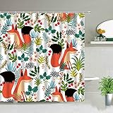 Cartoon Wald Tier Duschvorhänge Netter Fuchs Bär Kinder Babyzimmer Badewanne Dekor wasserdichte Badezimmer Bildschirm S.9 180x180