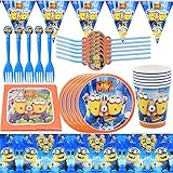 Minions Partygeschirr Kindergeburtstag Set BSNRDX 47 Piece Minions Geburtstagsdeko Kindergeburtstag Deko Kit Becher für Deko Kinder Geburtstag Tischdeko Partygeschirr Set für 6