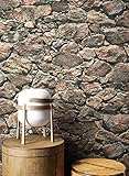NEWROOM Steintapete Tapete Beige Mauer Stein Modern Vliestapete Braun Vlies moderne Design 3D Optik Steintapete Ziegelstein Backstein Mauerwerk Klinker Loft inkl. Tapezier Ratgeb