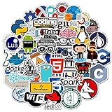 50 Stück/Beutel Coole Programmieraufkleber Logo Internet Software Aufkleber Lustiges Geschenk für Geeks Hacker Entwickler zu DIY Laptop