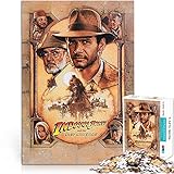 Puzzle 1000 Teile Indiana Jones und das letzte Kreuzzug Filmplakat Puzzle Schwierigkeit und Herausforderung Fiktive Figur Abenteuerfilm Holzpuzzle Schwierigkeit und Herausforderung 38x52